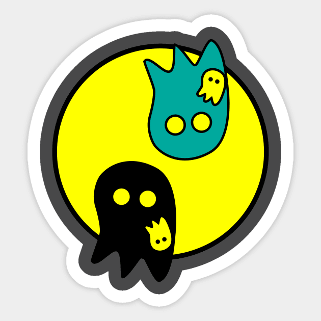 Spooky ghost party in a circle Sticker by Anitiv